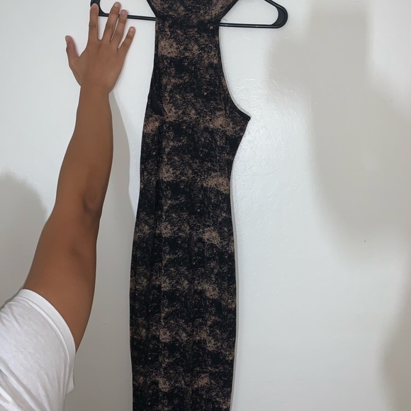 Tan and Brown BodyCon Midi Turtle Neck Dress - Picture 2 of 2